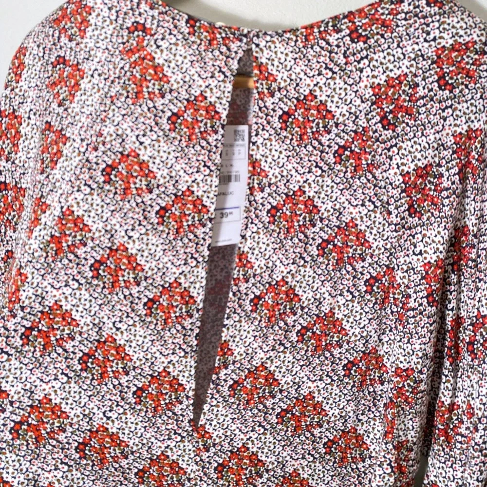 ZARA Trafaluc Red Black Floral Long Sleeve Romper Women’s Small NWT Boho